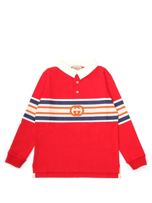 Gucci Kids Logo Print Shirt Collar Sweater