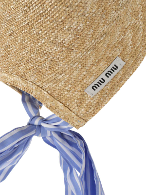 Miu Miu Woven Striped Bow Hat