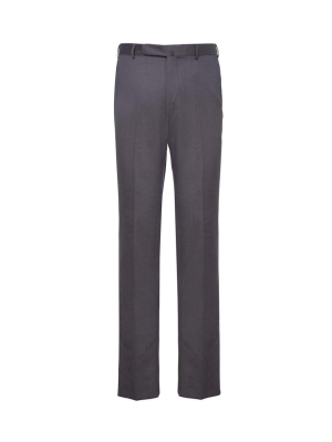 Zegna Flat Front Wool Trouser Charcoal