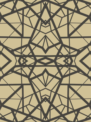 Shatter Geometric Peel & Stick Wallpaper In Black And Gold By Roommates For York Wallcoverings