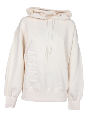 Msgm Logo Flocked Drawstring Hoodie