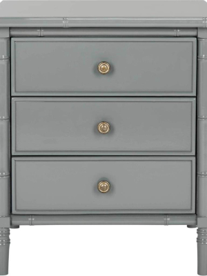 Mitchell Coastal 3 Drawer Bamboo Nightstand Gray