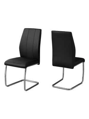 Dining Chair - Black Leather & Chrome - Everyroom