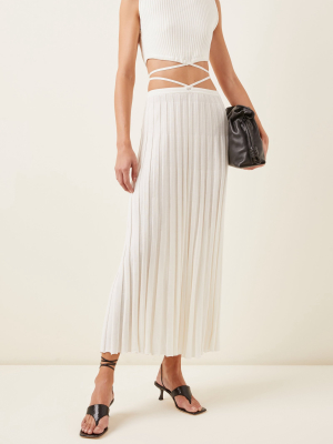 Tie-detailed Ribbed-knit Maxi Skirt