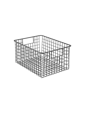Mdesign Metal Storage Basket Bin With Handles For Closets - Graphite