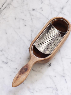 Minimalist Acacia And Stainless Grater