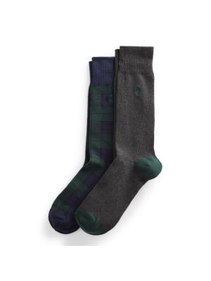 Tartan & Solid Trouser Sock 2-pack