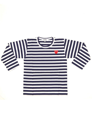 Comme Des Garçons Play Kids Striped Long-sleeve Top