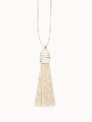 Long Leather Necklace With Horsehair Tassel