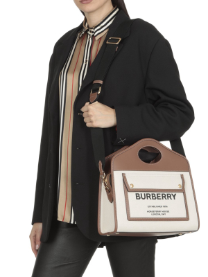 Burberry Pocket Two-tone Small Tote Bag