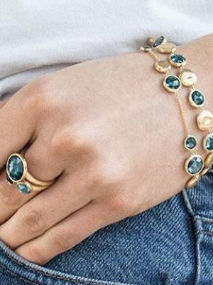Marco Bicego® Jaipur Color Collection 18k Yellow Gold Mixed Blue Topaz Bracelet