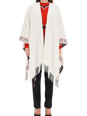 Alexander Mcqueen Logo Fringed Shawl