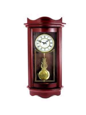 Bedford Clock Collection Weathered Chocolate Cherry Wood 25 Inch Wall Clock With Pendulum