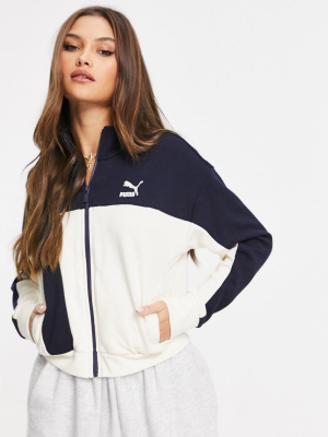 Puma X Central Saint Martins Bomber Jacket In Navy And Cream