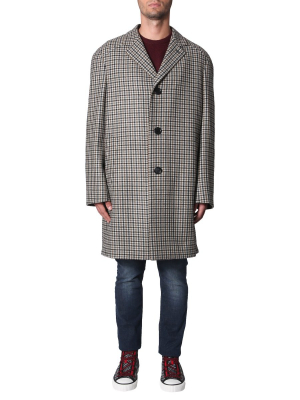 Lanvin Single Breasted Check Pattern Coat