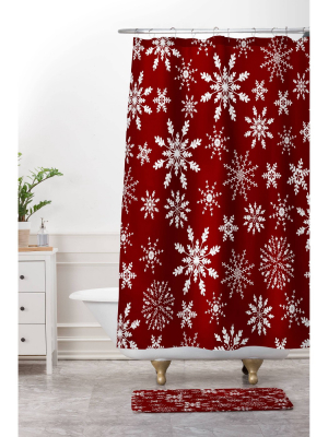 Iveta Abolina Silent Night Shower Curtain Red - Deny Designs