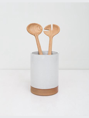 Two Tone Ceramic Utensil Holder And Speckled Spoon Rest Jenny & Ben