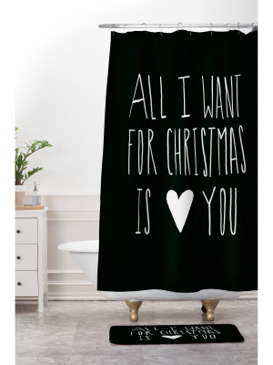 Leah Flores All I Want For Christmas Is You Shower Curtain Black - Deny Designs