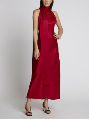 Michelle Midi B Cherry Silk Dress