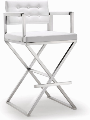 Director White Stainless Steel Barstool