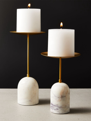 Numa Marble And Brass Candle Stands Set Of 2