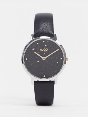 Hugo Dream Leather Watch In Black 1540068