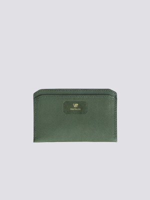 Emerald Crossgrain Leather Flat Wallet