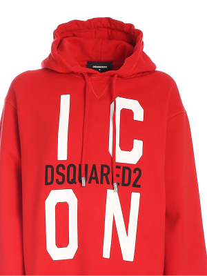 Dsquared2 Icon Logo Print Drawstring Hoodie