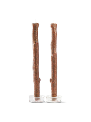 Tag Gilded Tree Bark Taper Set Of 2