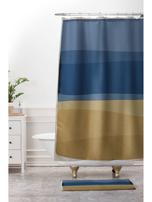 Orara Studio Modern Christmas Shower Curtain Blue/brown - Deny Designs