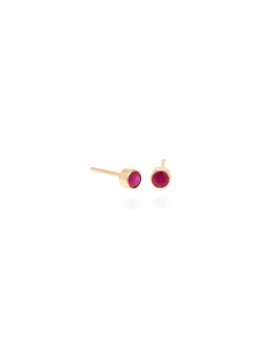 Zoe Chicco Bezel Set Ruby Studs In Yellow Gold