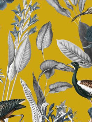 Glasshouse Wallpaper In Mustard From The Exclusives Collection By Graham & Brown