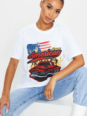 White American Dream Printed T Shirt