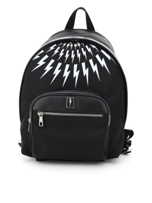 Neil Barrett Fair-isle Thunderbolt Print Backpack