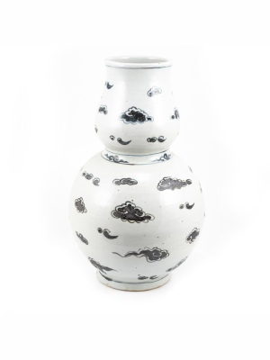 Floating Cloud Gourd Indigo Blue Porcelain Vase