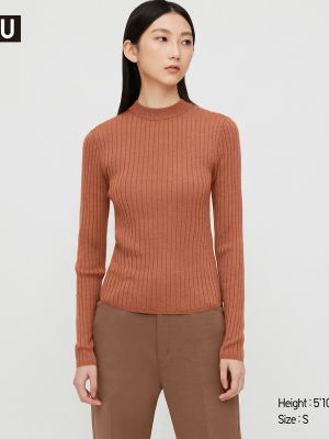 Women U Extra Fine Merino Ribbed Crew Neck Sweater