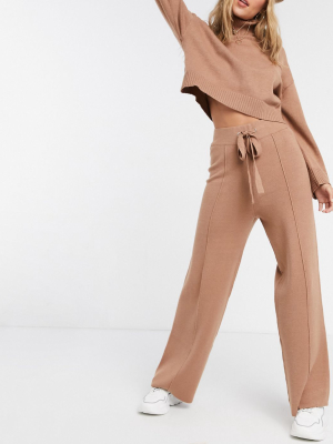 Stradivarius Knit Pants Set In Brown