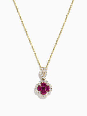 Effy Ruby Royale 14k Yellow Gold Ruby And Diamond Pendant, 1.51 Tcw