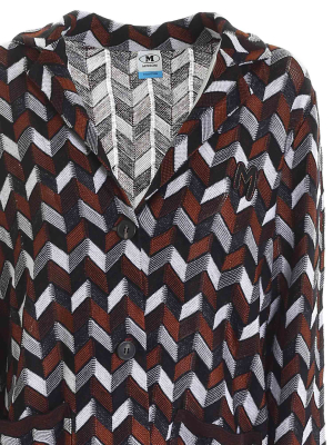 M Missoni Herringbone Patterned Knitted Cardigan