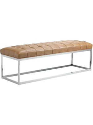 Sutton Leather Bench, Peanut