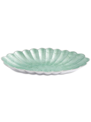 Julia Knight Peony 16" Oval Bowl In Aqua