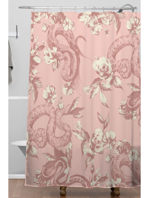 Floral Snake Blush Shower Curtain Pink - Deny Designs