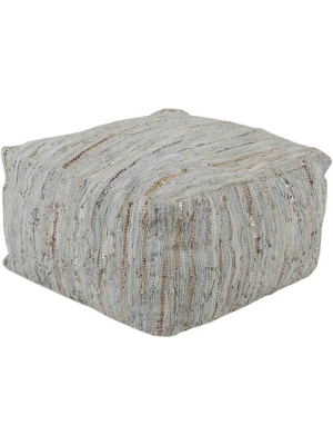 Anthracite Striped Forest/moss Cube Pouf