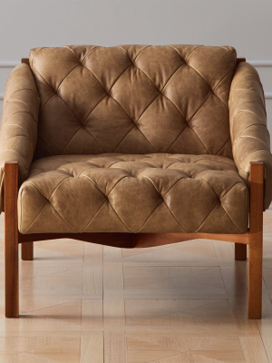 Abruzzo Brown Leather Tufted Chair