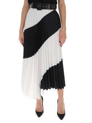 Off-white Pleated Asymmetric Midi Skirt