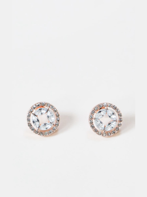 Gold Circular Diamante Small Stud Earring