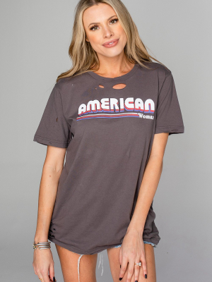 Buddylove Russell Distressed Graphic Tee - American Woman