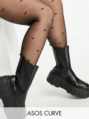 Asos Design Curve 20 Denier All Over Heart Tights