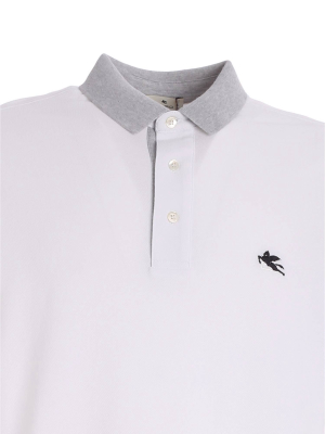 Etro Two-tone Logo Embroidered Polo Shirt