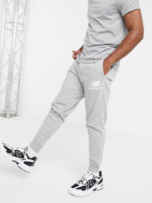 New Balance Stacked Logo Sweatpants In Gray